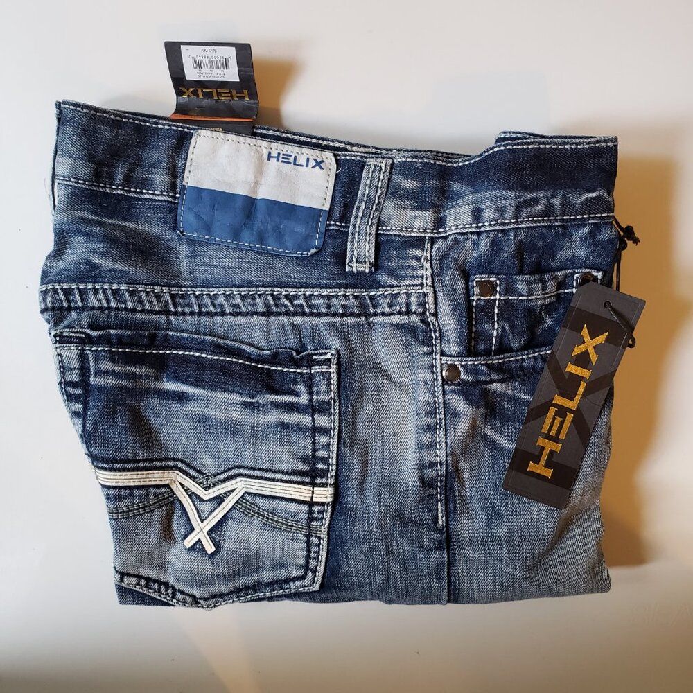 NWT Helix Slim Boot Jeans - Lt Silver Haze Wash (29x30) - Distressed Detail